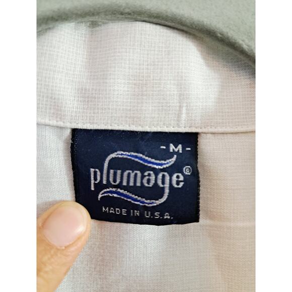 Plumage Men's Gray Button-up Shirt Vintage Short Sleeve Lightweight Medium - Picture 3 of 3